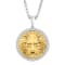 1/2CTW Diamond Stainless Steel Yellow Ion Plated Lion Face Medallion Pendant