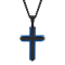Stainless Steel Black & Blue Ion Plated Cross Pendant