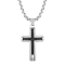 Black Diamond Stainless Steel Cross With Chain .25ctw