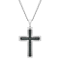 0.20CTW Blue Diamond Stainless Steel with Black IP Cross