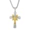 1/10CTW Diamond Stainless Steel Yellow Ion Plated Crucifix Pendant