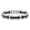 1/6CTW Blue Diamond Two-Tone Stainless Steel Link Bracelet