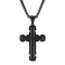 Black Diamond Stainless Steel Black IP Cross With Chain .25ctw