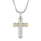 White Diamond Stainless Steel Yellow IP Cross With Chain .25ctw