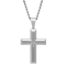 1/20CTW White Diamond Stainless Steel Beveled Cross With Chain.