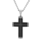 1/4CTW Black Diamond Stainless Steel Black Ion Plated Cross Pendant