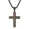 3/4CTW Black Diamond Stainless Steel Two-Tone Cross Pendant