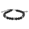 Black Lava Bead and Stainless Steel Bolo Bracelet