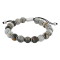 Grey Tiger Eye Bead & Stainless Steel Bolo Bracelet