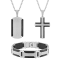 Diamond Accent Two-Tone Stainless Steel Dog Tag, Cross Pendant, &
Bracelet Set