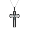 0.12CTW Blue Diamond Two-Tone Stainless Steel Cross Pendant