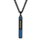 Black Stainless Steel Vertical Bar Pendant with Blue and Gold Tone Accents
