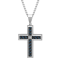 Diamond Accent Stainless Steel Black and Blue Ion Plated Carbon Fiber
Cross Pendant