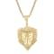White Diamond Stainless Steel Yellow IP Lion Head With Chain 1/3ctw
