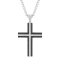 1/3CTW Diamond and 1/2CTw Black Sapphire Stainless Steel Cross Pendant
