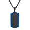 Stainless Steel Black & Blue Frozen Ion Plated Dog Tag Pendant