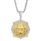 1/4CTW Diamond Stainless Steel Yellow Ion Plated Lion Face Medallion Pendant