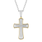 0.15CTW Diamond Two-Tone Stainless Steel Cross Pendant