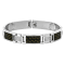 3/8CTW Diamond Stainless Steel Carbon Fiber Link Bracelet