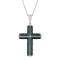 1/3CTW Blue Diamond Two-Tone Stainless Steel Riveted Cross Pendant