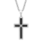 Diamond Accent Stainless Steel Black Enamel Cross Pendant