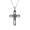Black Diamond Stainless Steel Black IP Cross With Chain 1/6ctw