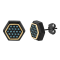 1/5CTW BLUE DIAMOND & BLACK IP STAINLESS STEEL EARRINGS