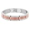 Stainless Steel with Two-Tone Finish Brick Design Link Bracelet