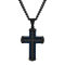 0.25CTW Black Diamond Stainless Steel with Black and Blue IP Cross