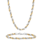 Stainless Steel Yellow Ion Plated Singapore Necklace and Bracelet Set