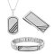 Stainless Steel Geometric Design Dog Tag Pendant, ID Bracelet, and Money
Clip Set