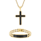 Diamond Accent Two-Tone Stainless Steel Cross Pendant & ID Bracelet Set