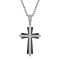 1/3CTW Diamond Stainless Steel Black Ion Plated Stacked Cross Pendant