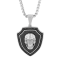1/2CTW Black Diamond Stainless Steel Black Ion Plated Skull Shield Pendant