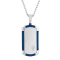 Diamond Accent Stainless Steel Blue Ion Plated Dog Tag Pendant