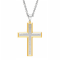 1/4CTW Diamond Stainless Steel Yellow Ion Plated Cross Pendant