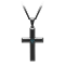1/20CTW Blue Diamond Stainless Steel Black IP Beveled Cross With Chain.