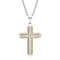 Diamond Accent Stainless Steel Yellow Ion Plated Cross Pendant