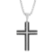 3/4CTW Black and White Diamond Stainless Steel Black Ion Plated Cross Pendant