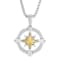 1/4CTW Diamond Stainless Steel North Star Pendant