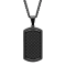 1/8CTW Diamond Stainless Steel Black Ion Plated Carbon Fiber Dog Tag Pendant