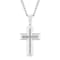1/10CTW Diamond Stainless Steel Stacked Cross Pendant