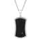 Diamond Accent Stainless Steel Frozen Satin Black Ion Plated Dog Tag Pendant