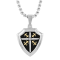 Diamond Accent Stainless Steel Fleur-de-Lis Shield Pendant in Black