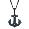 Stainless Steel Anchor Pendant with Black and Blue Finish