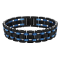 Stainless Steel with Black and Blue Finish Link Bracelet
