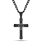 1/20CTW Black Diamond Stainless Steel Black IP Plated Cross With Chain.