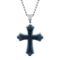 Diamond Accent Stainless Steel Black and Blue Ion Plated Cross Pendant