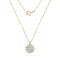 LUXGEM 14K Yellow Gold Round Halo Pendant Necklace | 2 Carat Cubic Zirconia