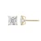 LUXGEM 14K Yellow Gold Princess Cut Solitaire Studs | 4 carat Cubic Zirconia